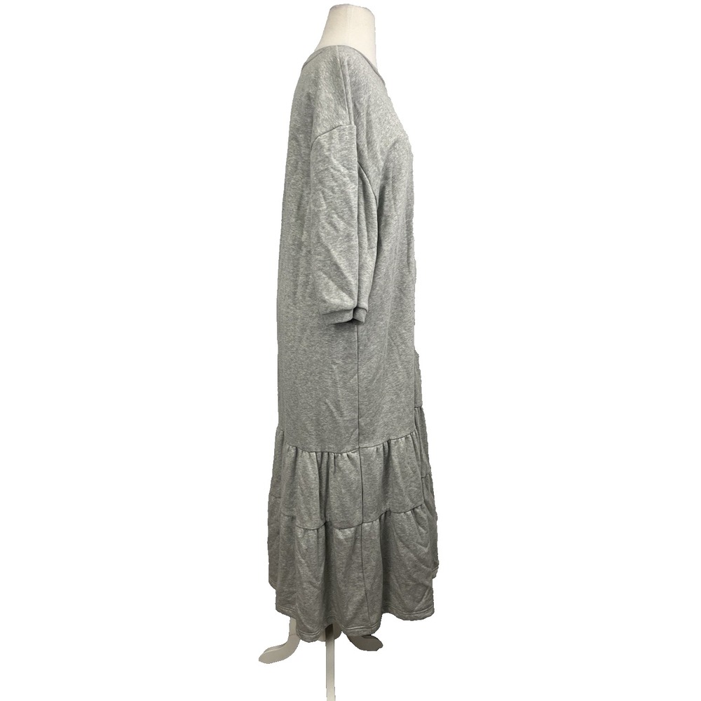 Anthropologie Daily Practice Tiered Lounge Midi Dress XL Gray Day Dress Casual - Picture 5 of 11